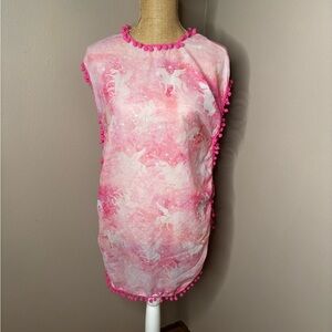 Girls large Unicorn Pom Pom Sheer Swimsuit Coverup